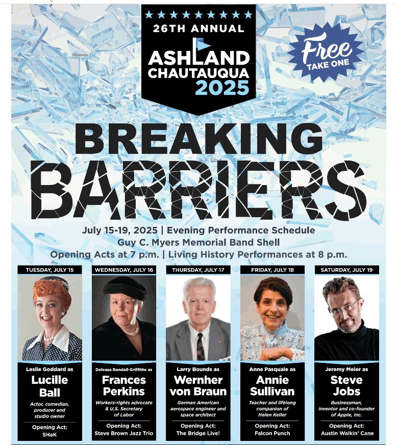 Chautauqua 2025 graphic with the theme Breaking Barriers